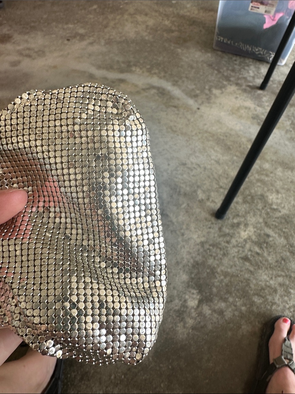Vintage whiting & Davis Silver Mesh Evening Bag with Chain Handle - Picture 6 of 8
